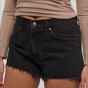 Abercrombie & Fitch Jean Shorts The Mom Short High Rise Black Dark Denim Size 25
